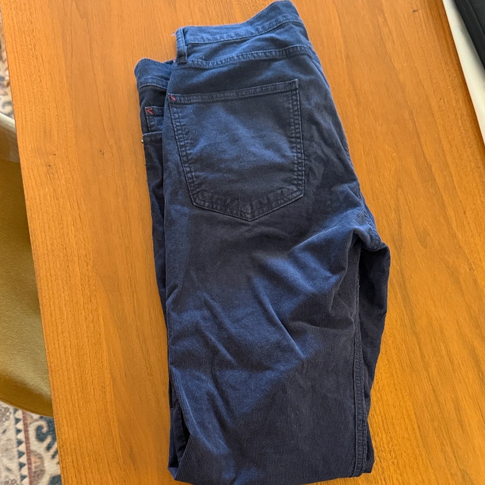 Marine Layer Deep Blue Corduroy Trousers View 3